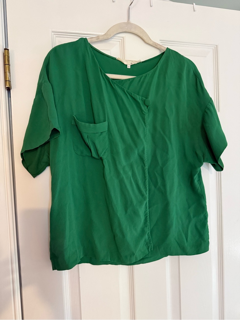 3.1 Phillip Lim Emerald Draped Short Sleeve Blouse